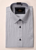 חולצה מכופתרת דגם Massimo שרוול קצר - פסים שחורה