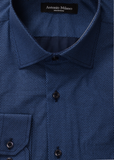 חולצה מכופתרת דגם Dante שרוול ארוך - טקסטורה כחול ים