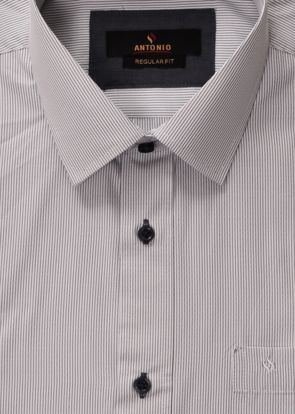 חולצה מכופתרת דגם Massimo שרוול קצר - פסים מעודנת (שחור)