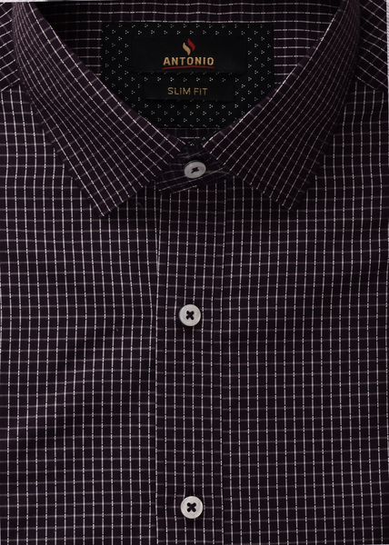 חולצה מכופתרת דגם Massimo שרוול קצר - בורדו מעושן