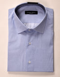 חולצה מכופתרת דגם Dante שרוול ארוך - מעוינים כחולה