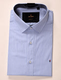 חולצה מכופתרת דגם Dario שרוול קצר - פסים מעודנת (כחול)
