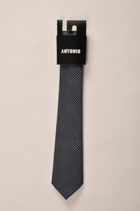 עניבה ברוחב קלאסי - דוגמה גיאומטרית (שחור)