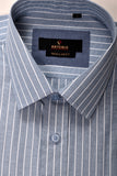 חולצה מכופתרת דגם Massimo שרוול קצר - פסים הפוכה (אפור)