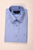 חולצה מכופתרת דגם Massimo שרוול קצר - פסים הפוכה (תכלת)