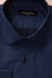 חולצה מכופתרת דגם Dante שרוול ארוך - טקסטורה כחול ים