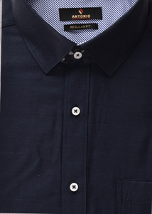 חולצה מכופתרת דגם Massimo שרוול קצר - שחורה
