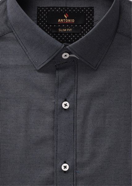 חולצה מכופתרת דגם Dario שרוול קצר - אפור פחם